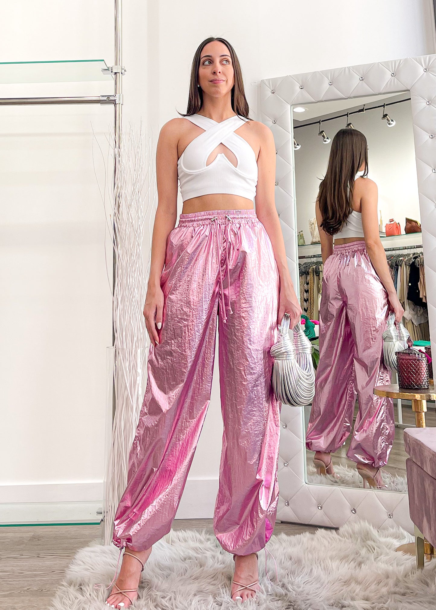 Zaa Metallic Pink Joggers