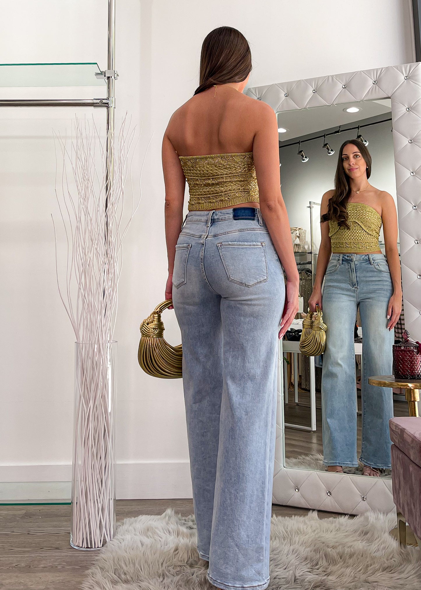 Nalla Tube Gold Knitted Top