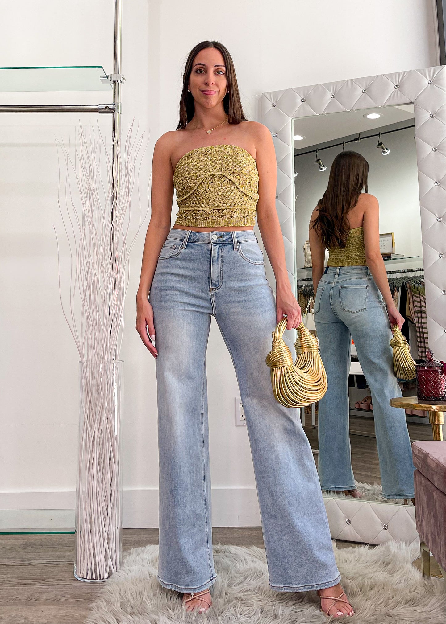 Nalla Tube Gold Knitted Top