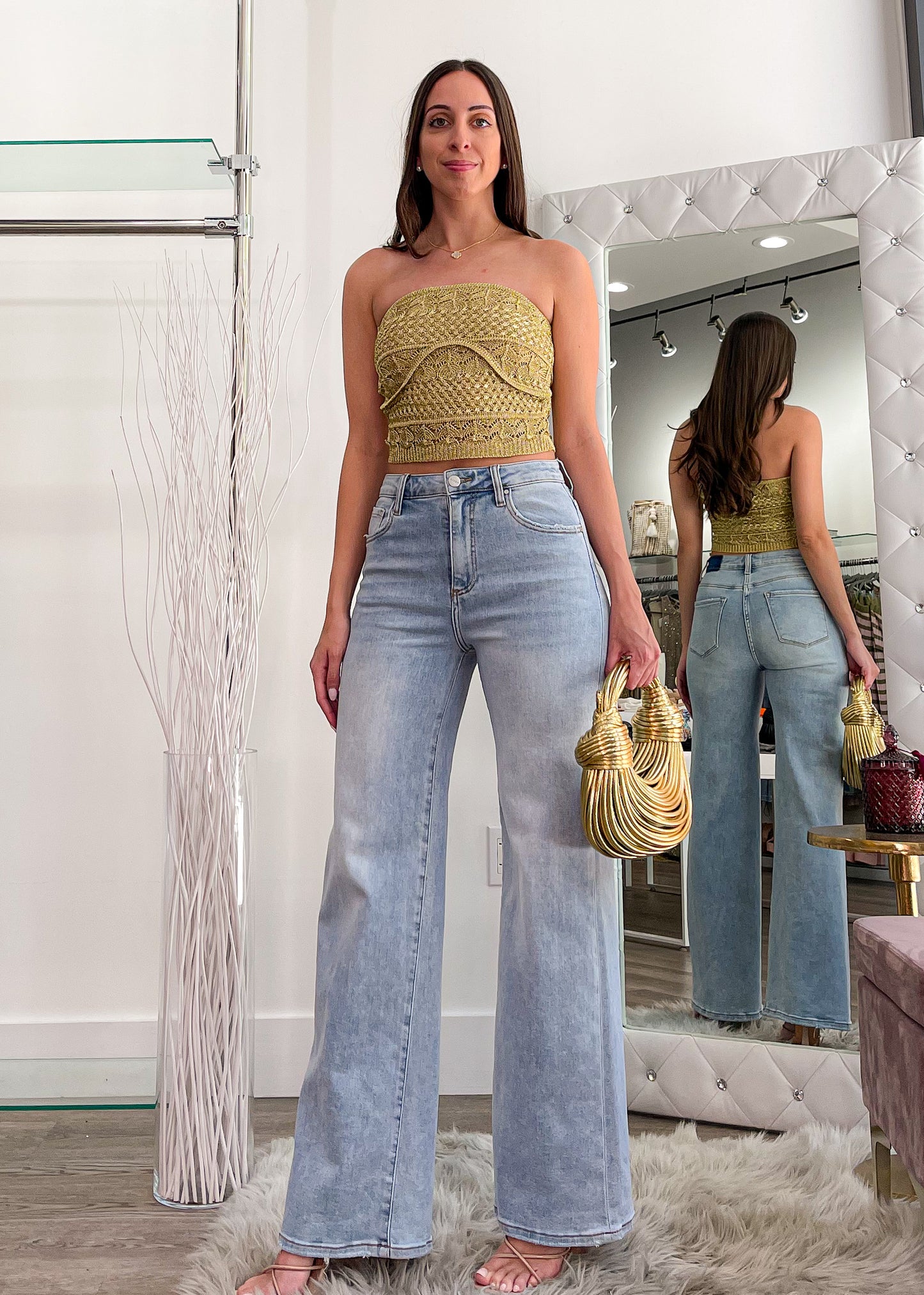 Nalla Tube Gold Knitted Top