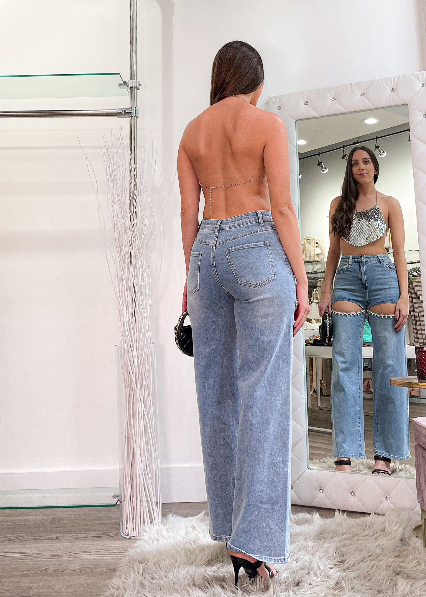 Karen Mirror crop Top Silver