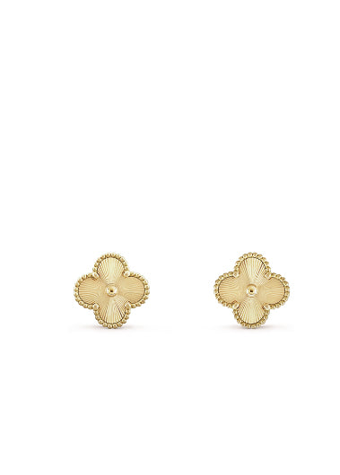Vintage Alhambra Guilloche Gold Earrings