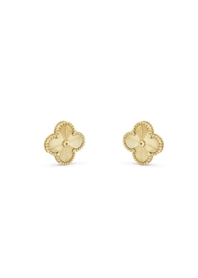 Vintage Alhambra Guilloche Gold Earrings