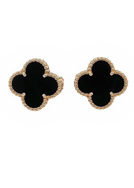 Vintage Alhambra Black Rose Gold Earrings