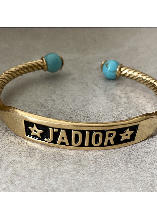 J'Adior Gold Turquoise Stones Bangle