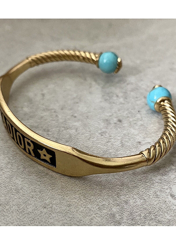 J'Adior Gold Turquoise Stones Bangle