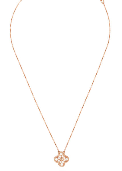 Rose Gold Diamonds Vintage Alhambra Pendant Necklace
