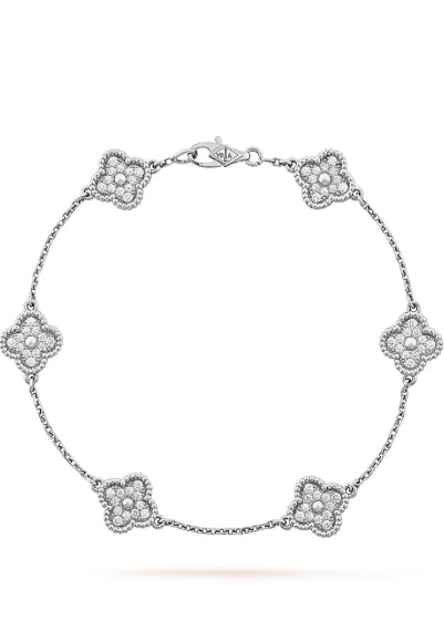 Only Crystals Vintage Alhambra Bracelet White Gold - 5 Motifs
