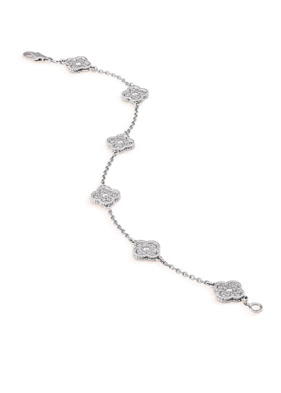 Only Crystals Vintage Alhambra Bracelet White Gold - 5 Motifs