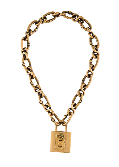 B Lock Chain Necklace