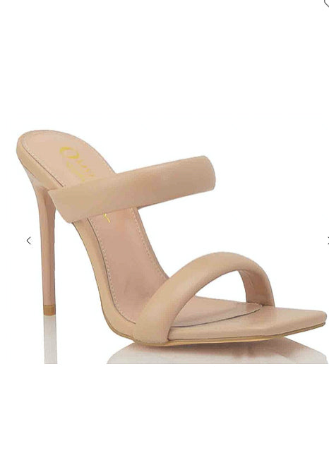 Blossom Strappy Square Heels Sandals Nude