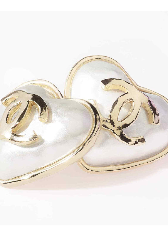 CC Nacar Heart Gold Studs