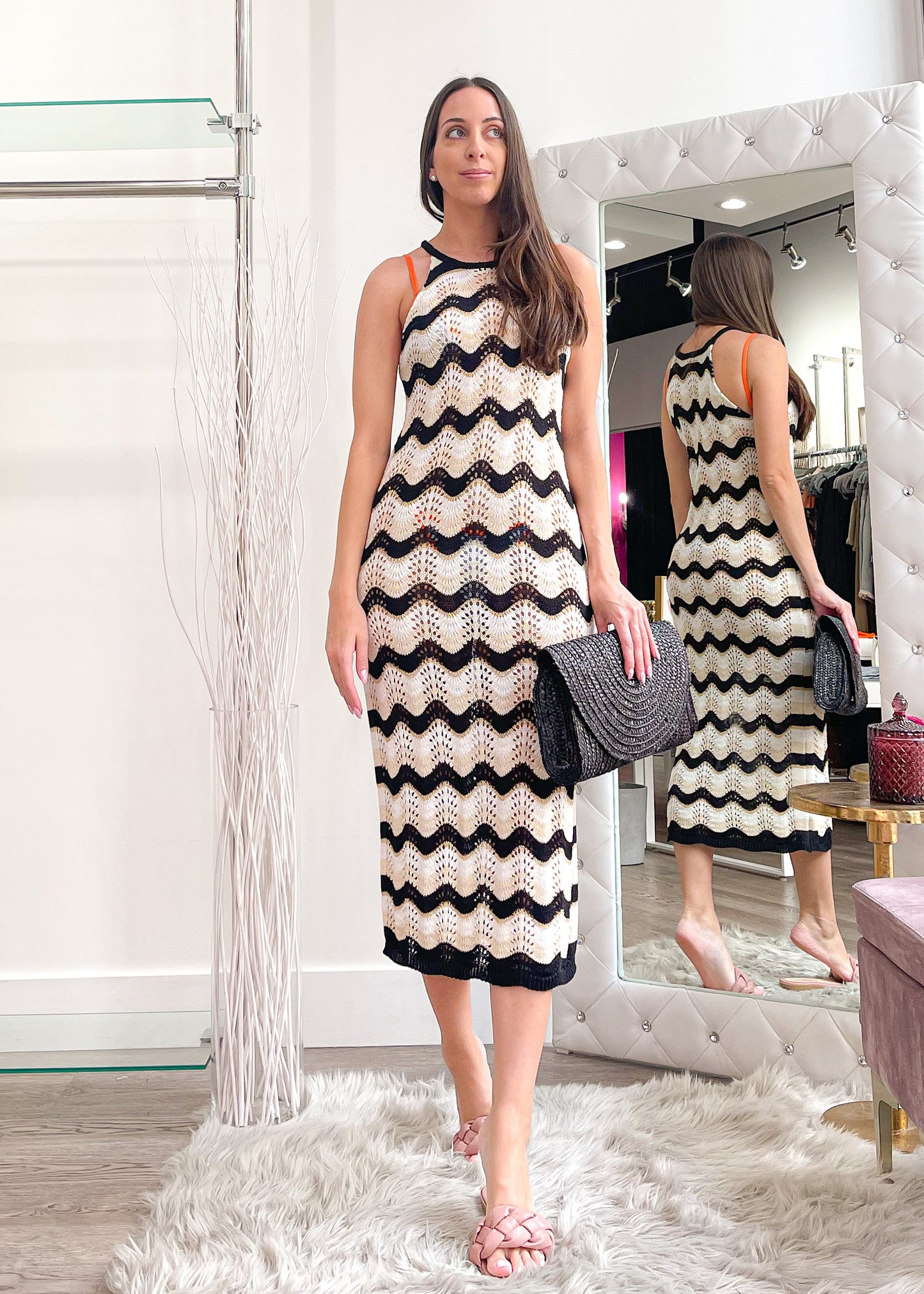 Twila Black Crochet Dress