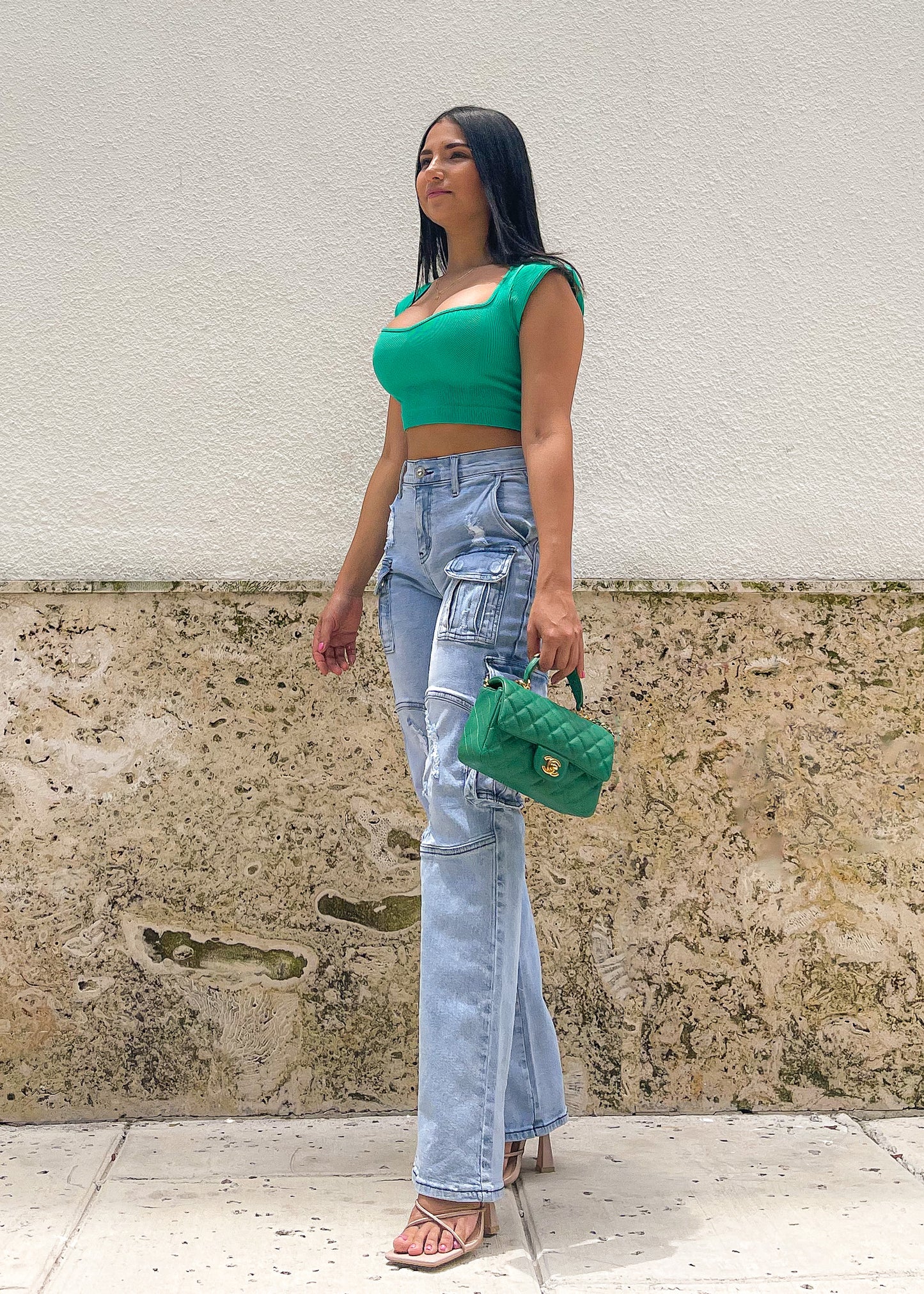 Minx Green Crop Top