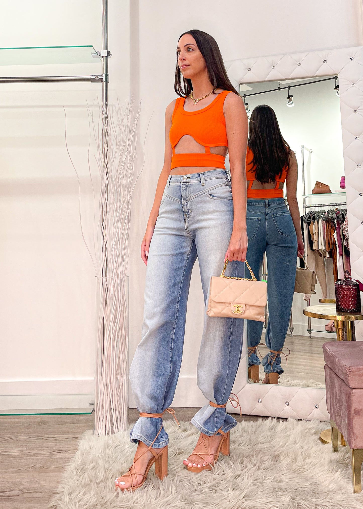 Blair Orange Crop Top