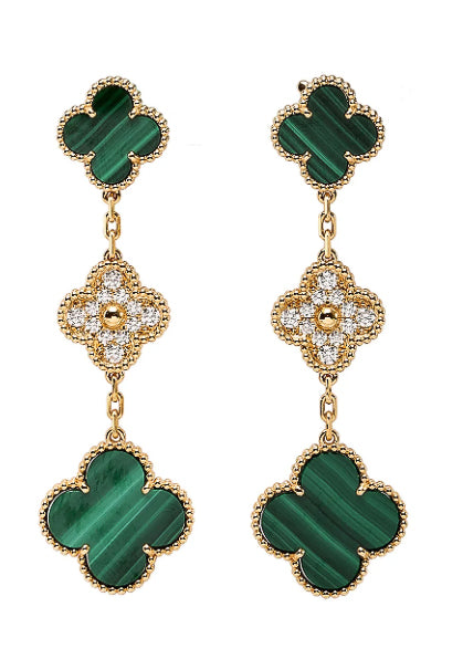 Malachite Magic Alhambra earrings - 3 motifs