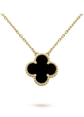 Black Vintage Alhambra Gold Pendant Necklace