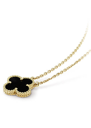 Black Vintage Alhambra Gold Pendant Necklace