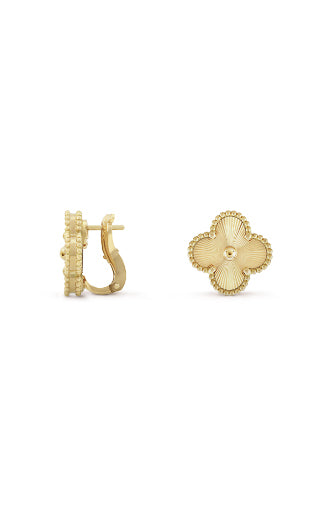 Vintage Alhambra Guilloche Gold Earrings
