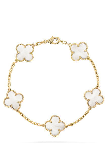 Vintage Alhambra Mother of Pearl Bracelet Gold - 5 Motifs