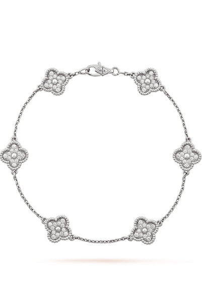 Only Crystals Vintage Alhambra  Bracelet White Gold - 5 Motifs