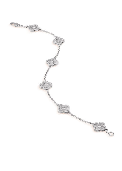 Only Crystals Vintage Alhambra  Bracelet White Gold - 5 Motifs
