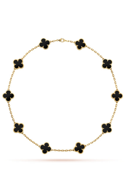 Vintage Alhambra Black Onyx Necklace 10 Motifs