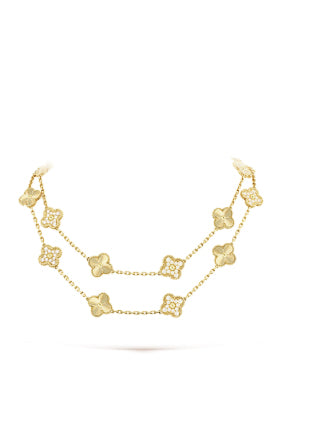Diamond Gold Vintage Alhambra Long Necklace - 20 Motifs
